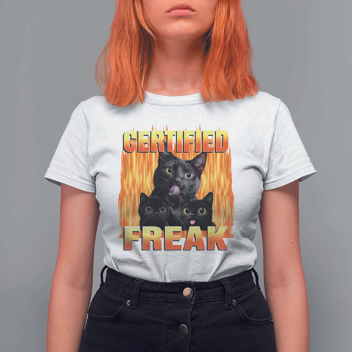 Funny Cat Meme T Shirt For Women Certified Freak