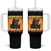 Funny Cat Meme Tumbler With Handle Certified Freak
