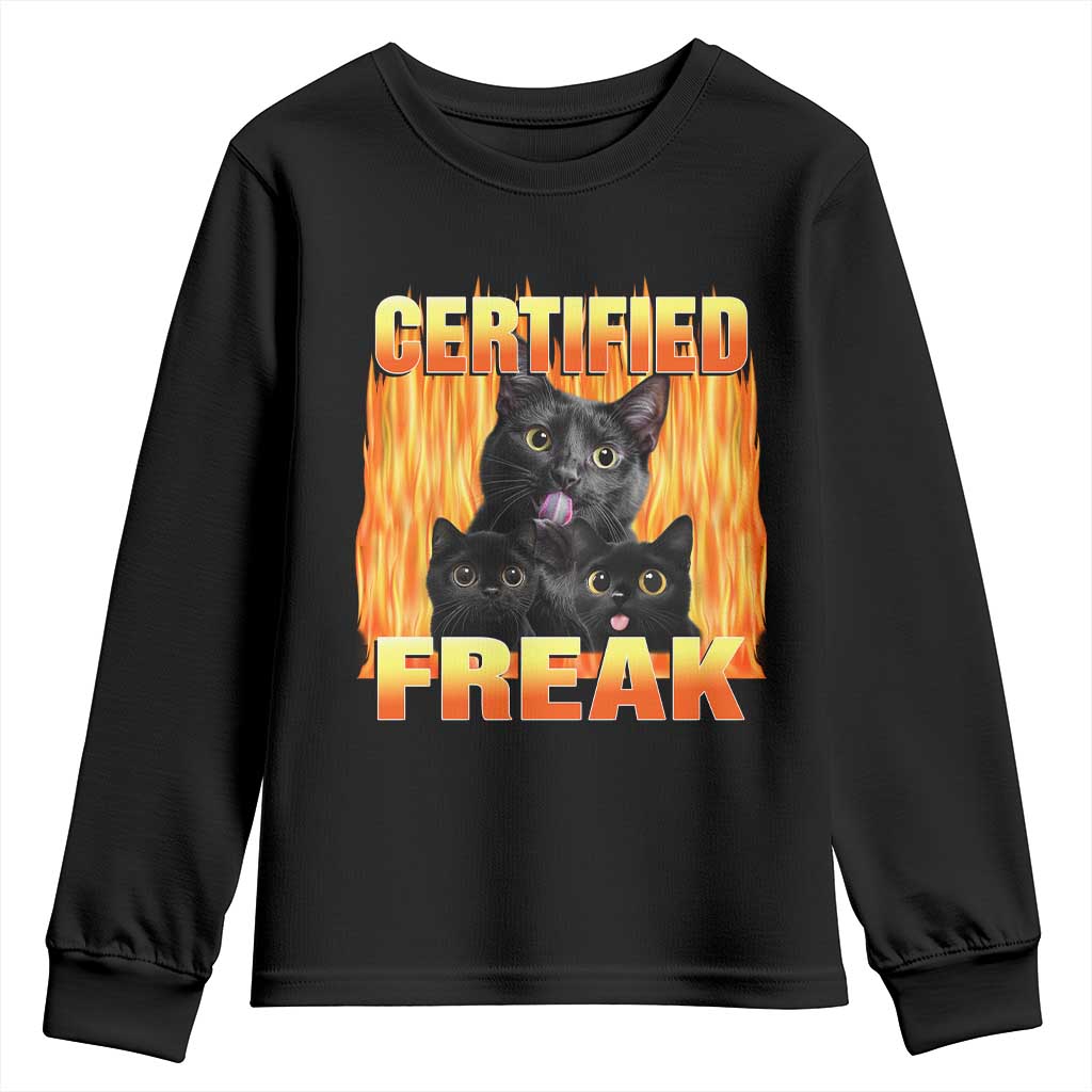 Funny Cat Meme Youth Sweatshirt Certified Freak