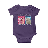 Funny Cat Meme Baby Onesie Born To Dilly Dally Forced To Lock In