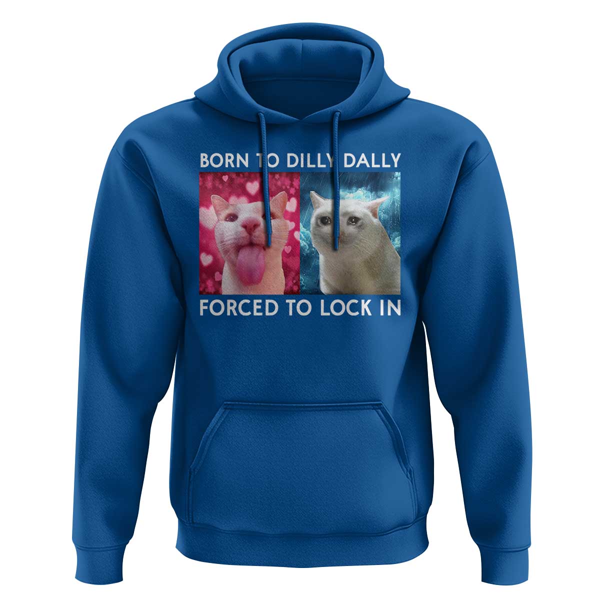 Funny Cat Meme Hoodie Born To Dilly Dally Forced To Lock In