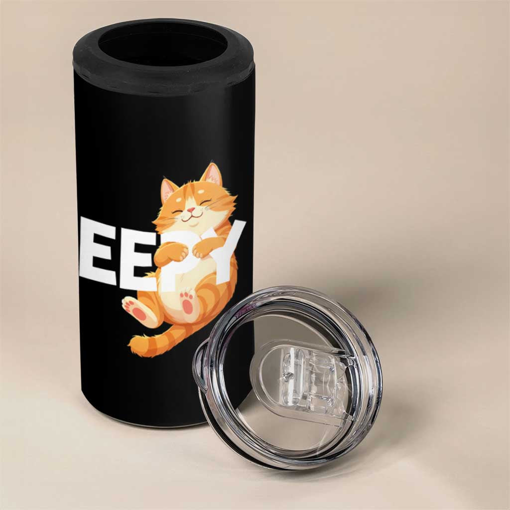 Funny Cat Meme 4 in 1 Can Cooler Tumbler Eepy Cat Silly Sleepy Cat