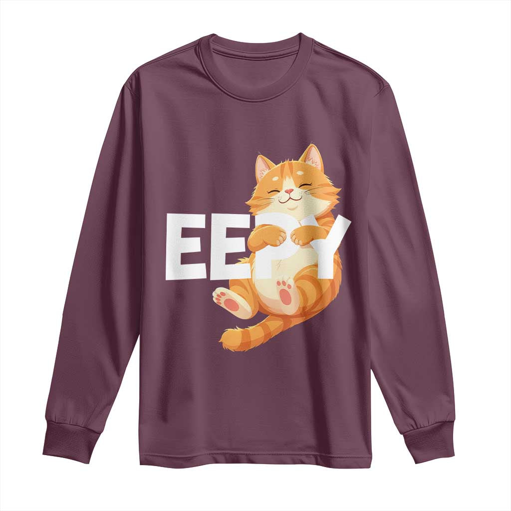 Funny Cat Meme Long Sleeve Shirt Eepy Cat Silly Sleepy Cat