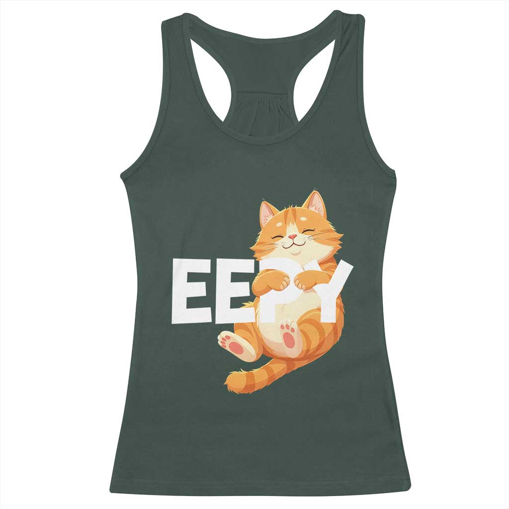 Funny Cat Meme Racerback Tank Top Eepy Cat Silly Sleepy Cat