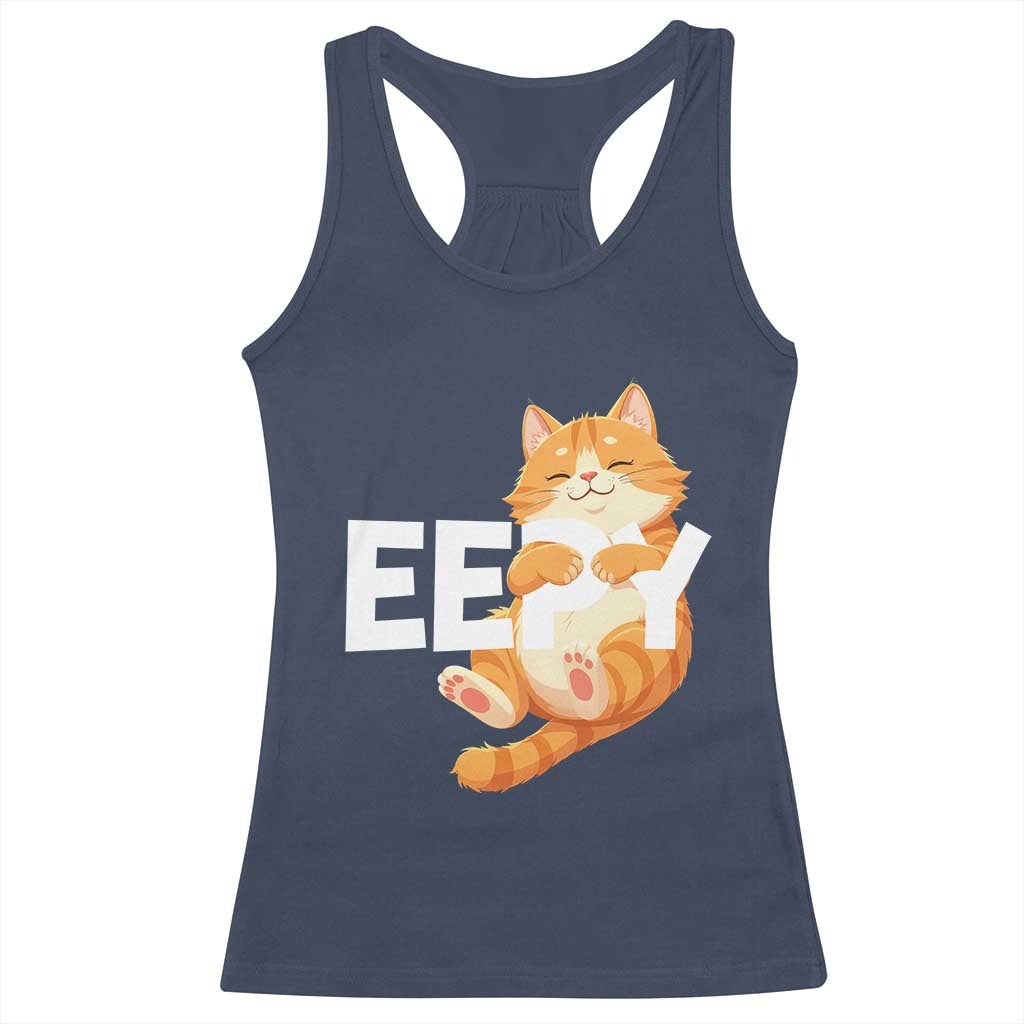 Funny Cat Meme Racerback Tank Top Eepy Cat Silly Sleepy Cat