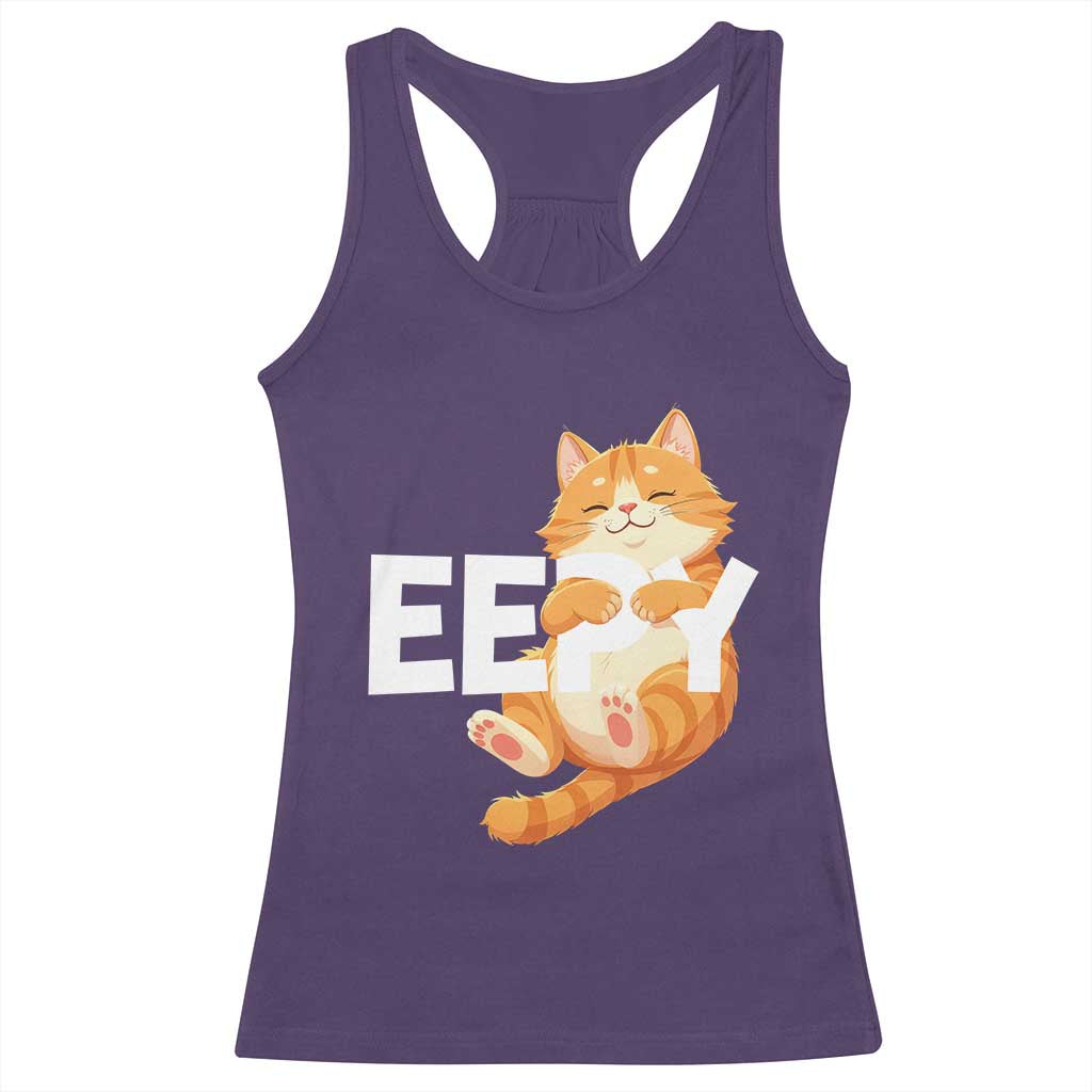 Funny Cat Meme Racerback Tank Top Eepy Cat Silly Sleepy Cat