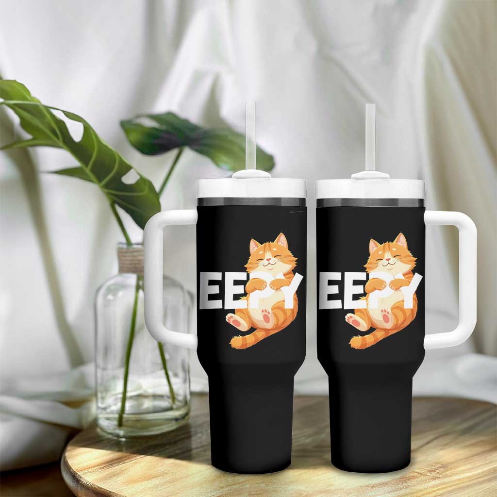 Funny Cat Meme Tumbler With Handle Eepy Cat Silly Sleepy Cat