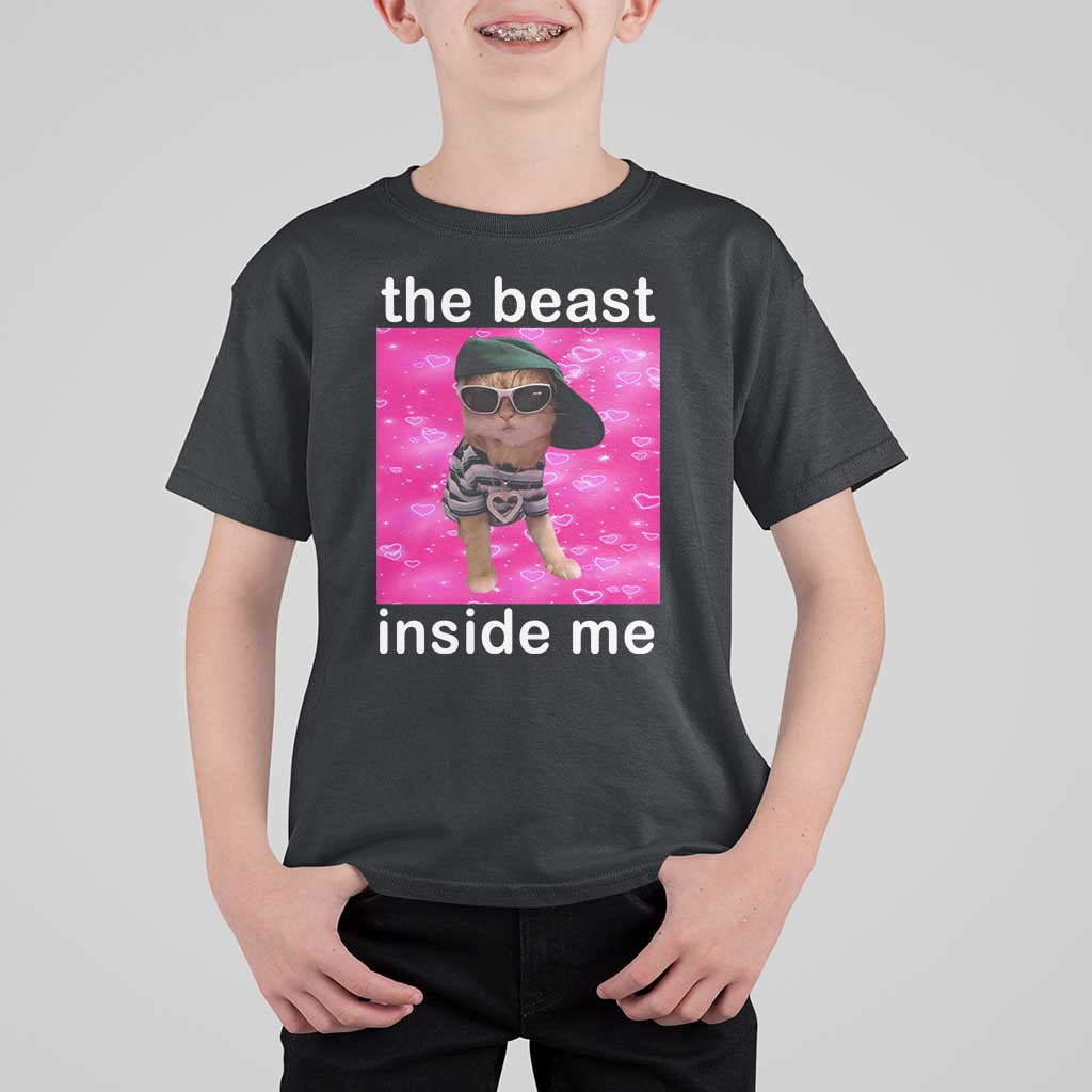 Funny Cat Meme T Shirt For Kid The Beast Inside Me