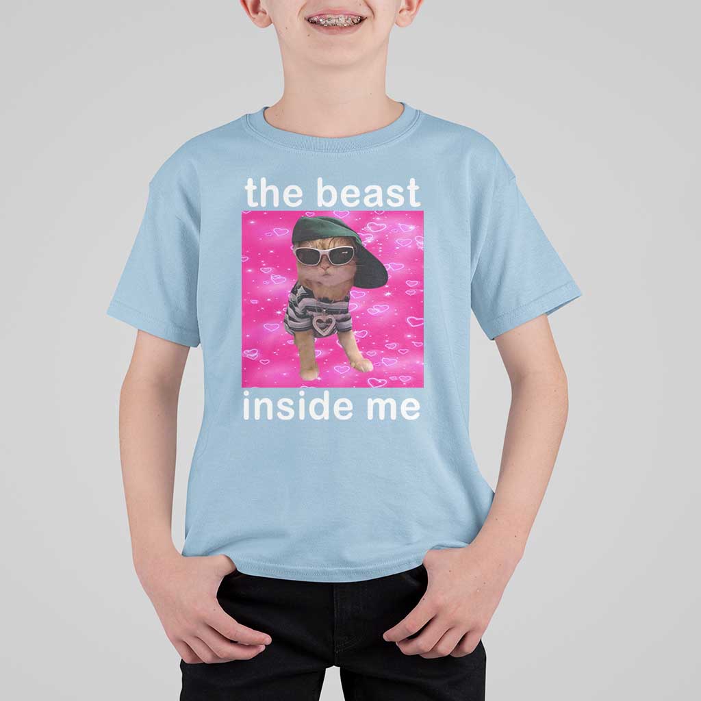 Funny Cat Meme T Shirt For Kid The Beast Inside Me