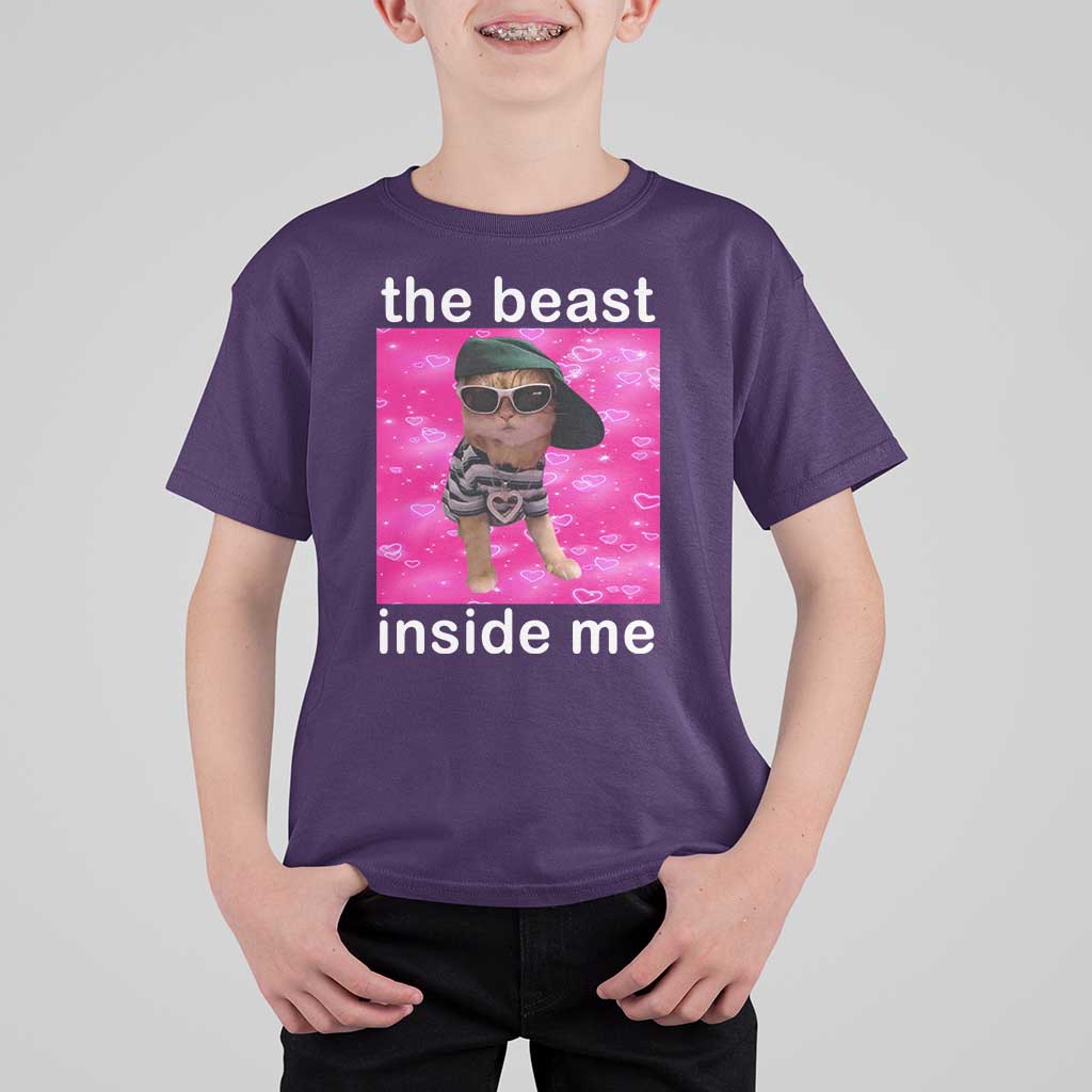 Funny Cat Meme T Shirt For Kid The Beast Inside Me