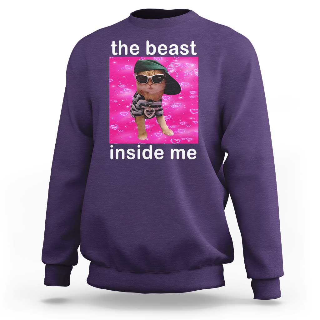 Funny Cat Meme Sweatshirt The Beast Inside Me