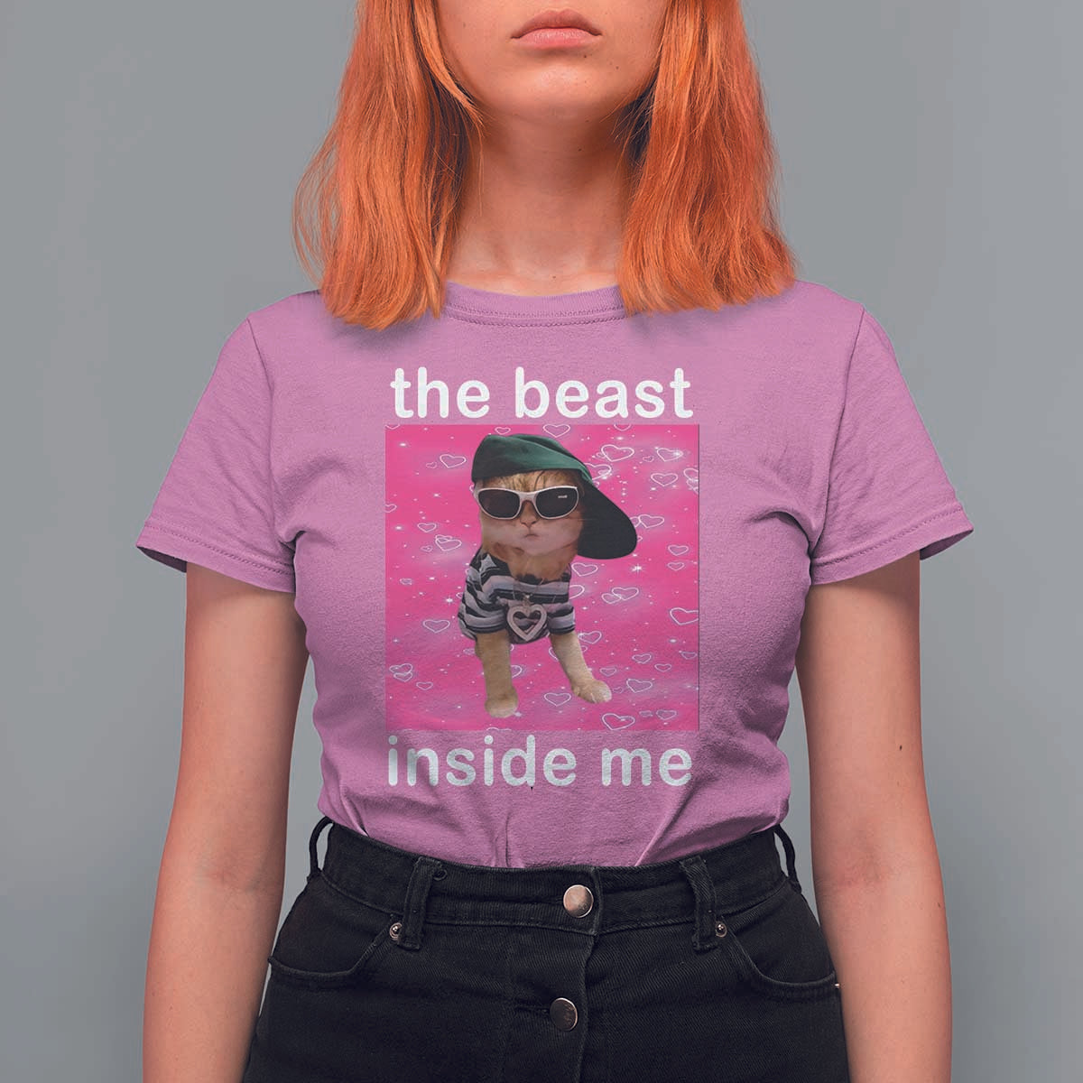 Funny Cat Meme T Shirt For Women The Beast Inside Me