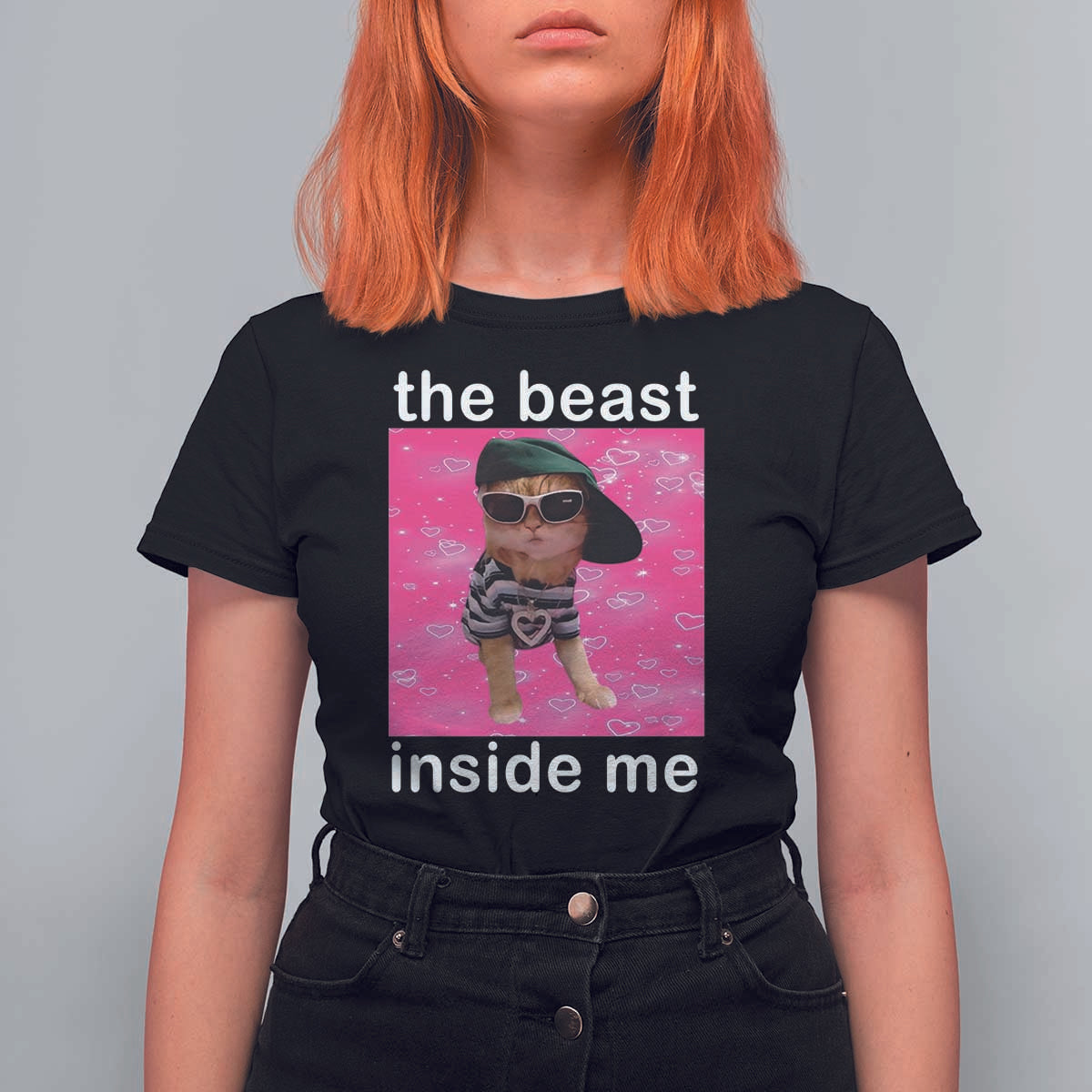 Funny Cat Meme T Shirt For Women The Beast Inside Me