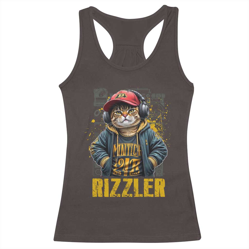 Funny Meme Rizzler Cat Racerback Tank Top