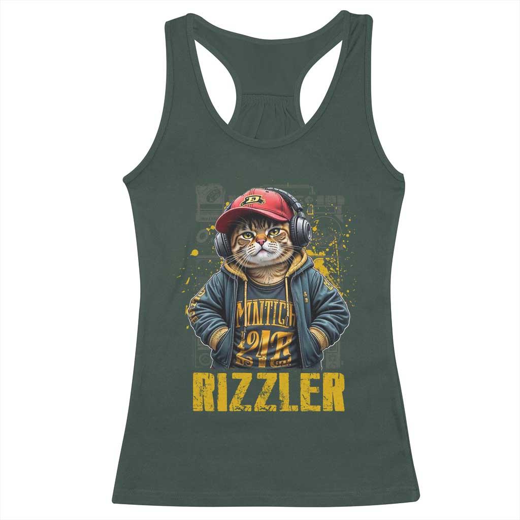 Funny Meme Rizzler Cat Racerback Tank Top