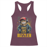 Funny Meme Rizzler Cat Racerback Tank Top