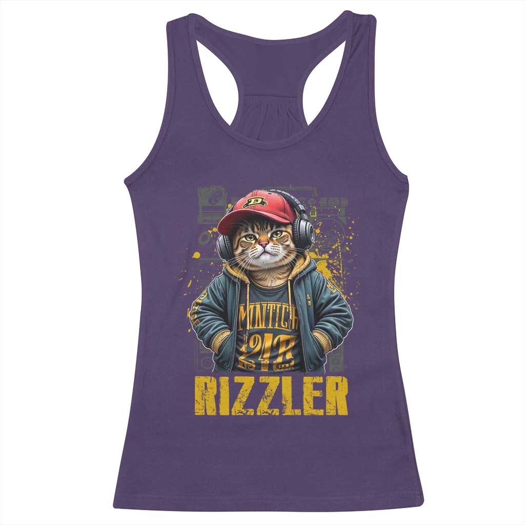 Funny Meme Rizzler Cat Racerback Tank Top