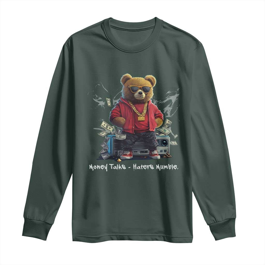 Teddy Fashion Hip Hop Long Sleeve Shirt Money talks Haters Mumble