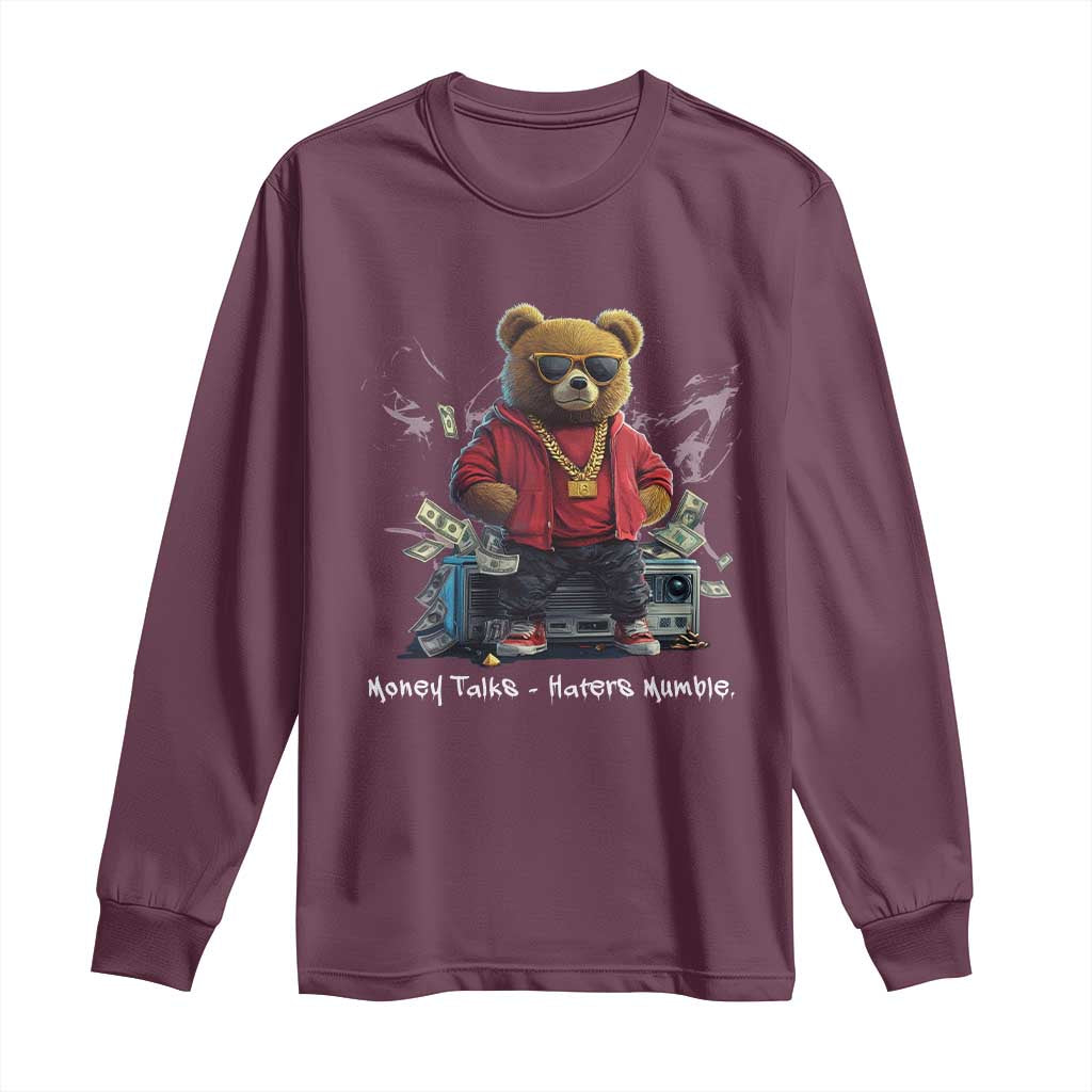 Teddy Fashion Hip Hop Long Sleeve Shirt Money talks Haters Mumble