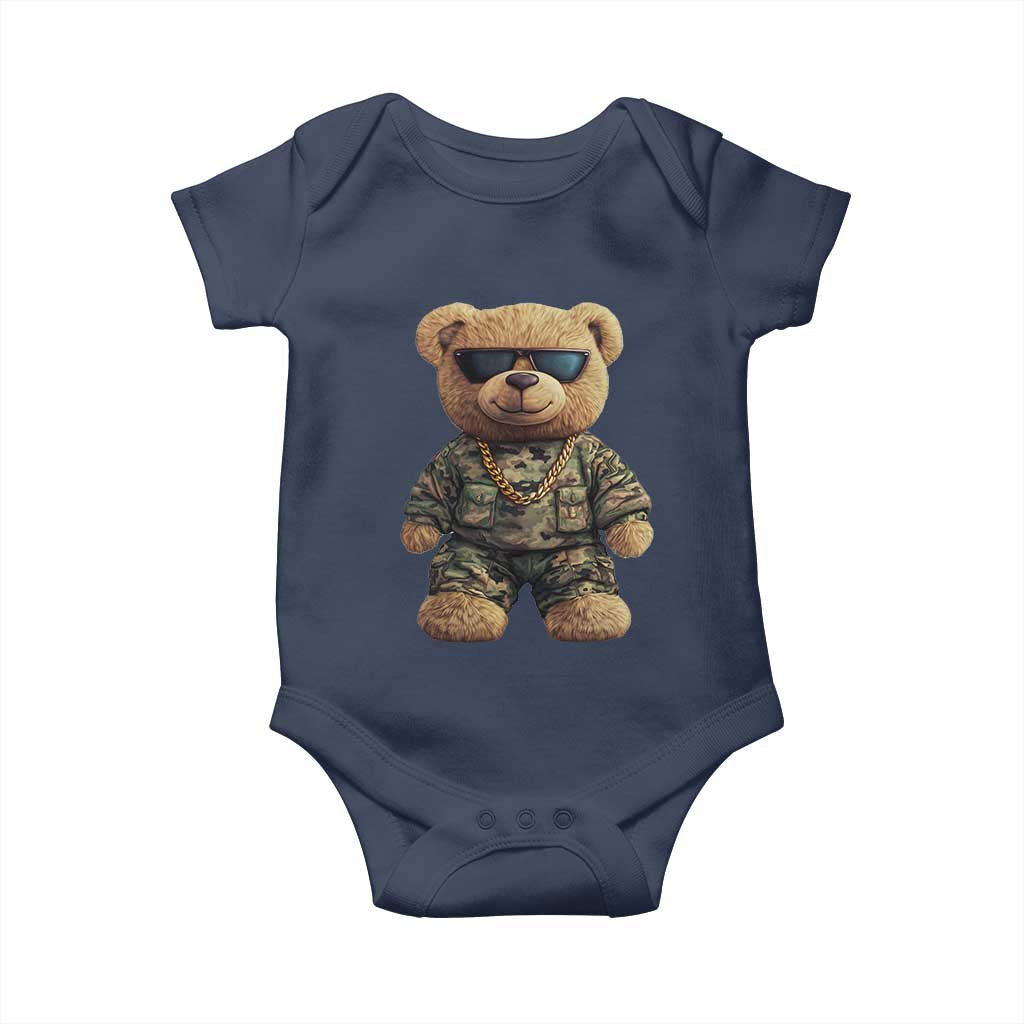 Camo Hip Hop Teddy Bear Baby Onesie Camouflage Gangsta Streetwear