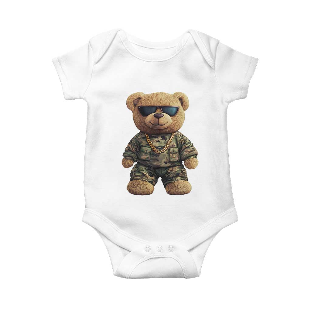 Camo Hip Hop Teddy Bear Baby Onesie Camouflage Gangsta Streetwear