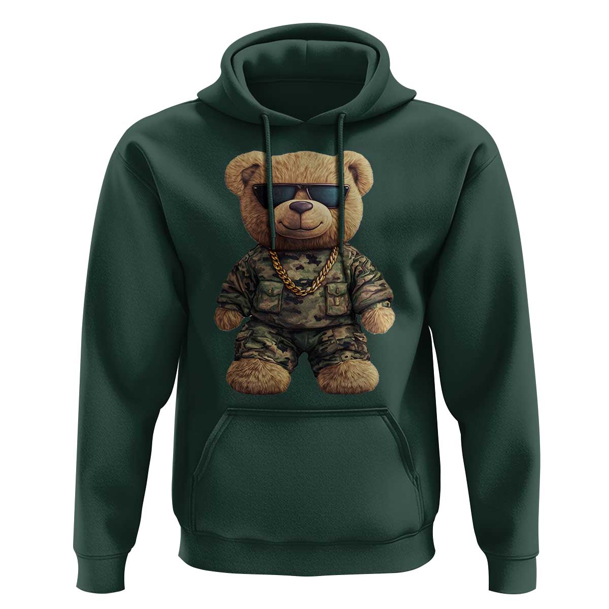 Camo Hip Hop Teddy Bear Hoodie Camouflage Gangsta Streetwear