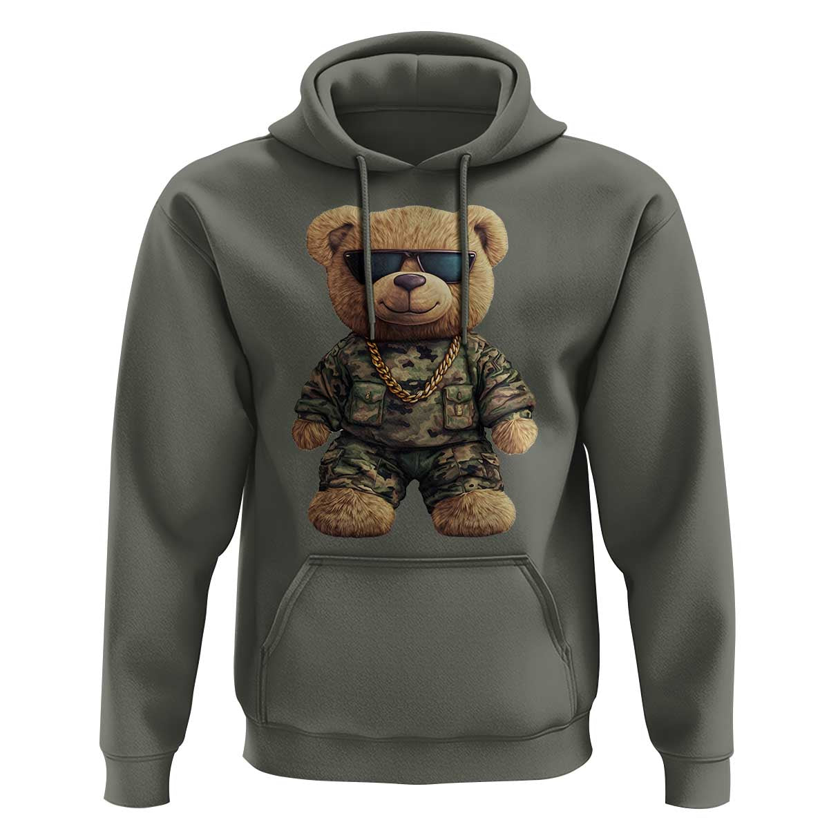 Camo Hip Hop Teddy Bear Hoodie Camouflage Gangsta Streetwear