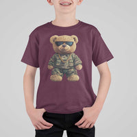 Camo Hip Hop Teddy Bear T Shirt For Kid Camouflage Gangsta Streetwear