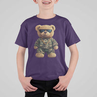 Camo Hip Hop Teddy Bear T Shirt For Kid Camouflage Gangsta Streetwear