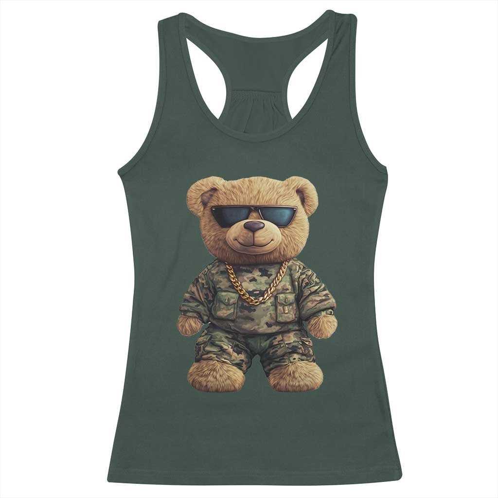 Camo Hip Hop Teddy Bear Racerback Tank Top Camouflage Gangsta Streetwear
