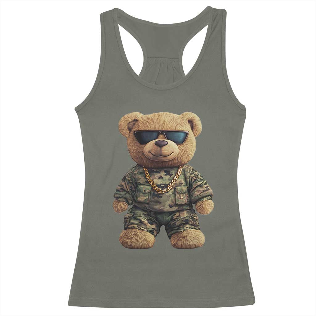 Camo Hip Hop Teddy Bear Racerback Tank Top Camouflage Gangsta Streetwear