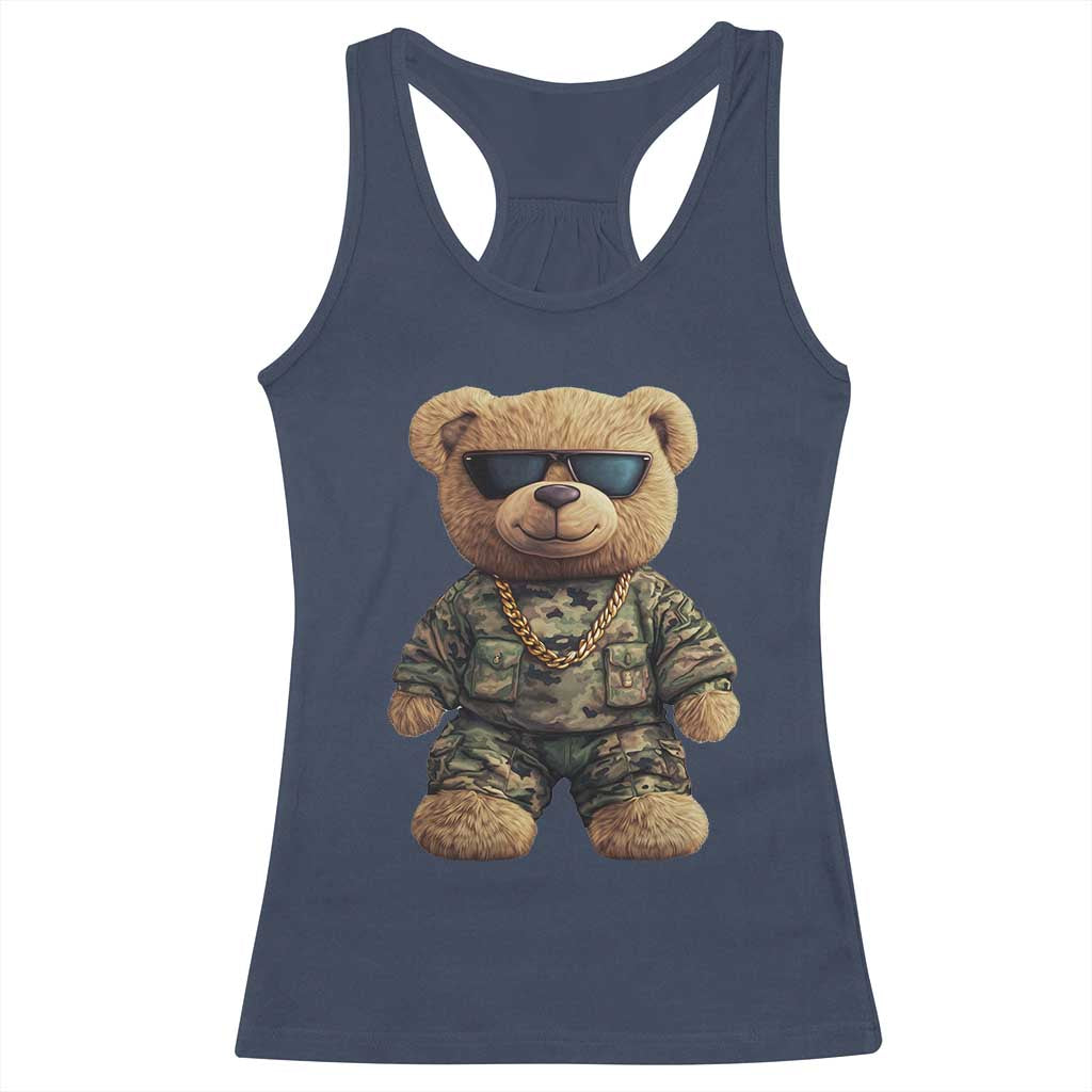 Camo Hip Hop Teddy Bear Racerback Tank Top Camouflage Gangsta Streetwear