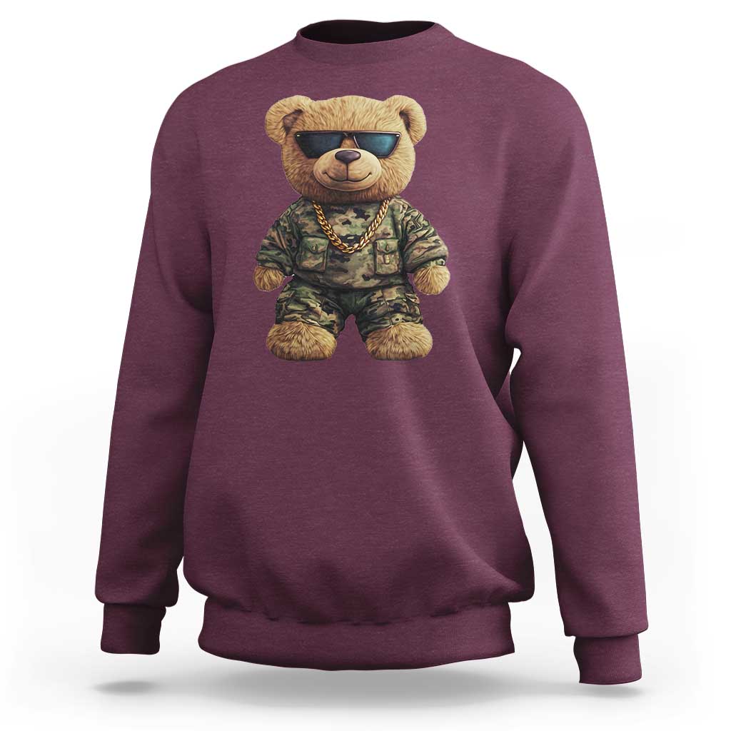Camo Hip Hop Teddy Bear Sweatshirt Camouflage Gangsta Streetwear