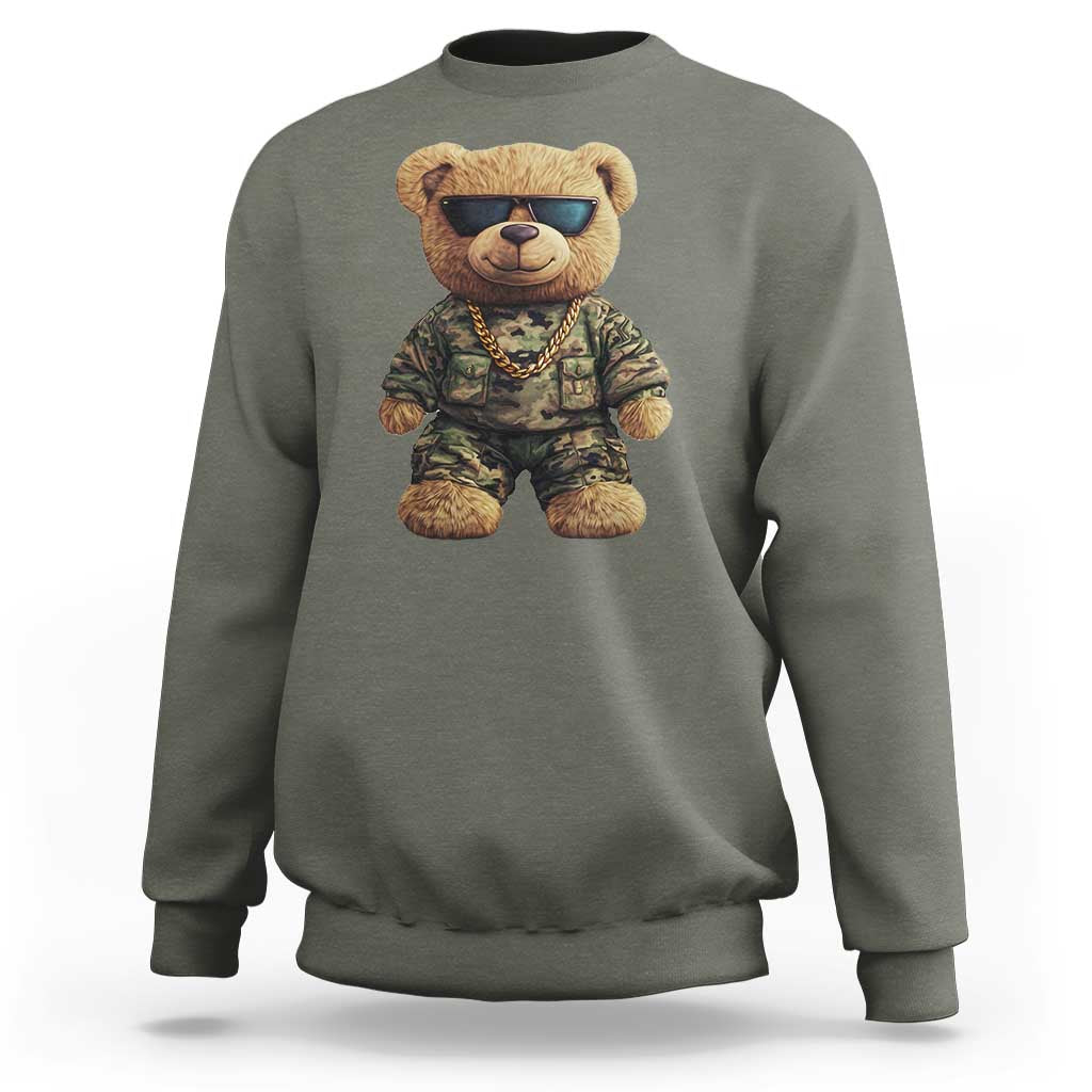 Camo Hip Hop Teddy Bear Sweatshirt Camouflage Gangsta Streetwear