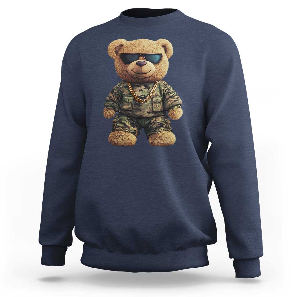 Camo Hip Hop Teddy Bear Sweatshirt Camouflage Gangsta Streetwear