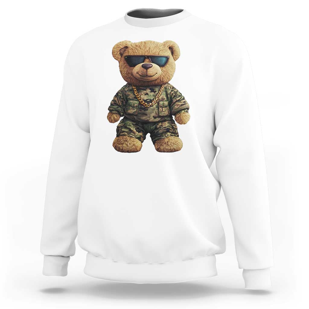 Camo Hip Hop Teddy Bear Sweatshirt Camouflage Gangsta Streetwear