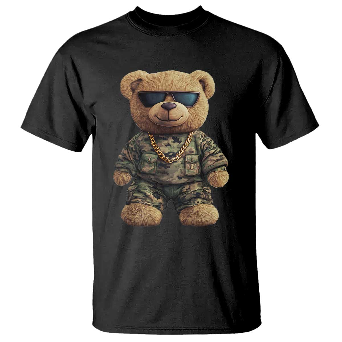 Camo Hip Hop Teddy Bear T Shirt Camouflage Gangsta Streetwear