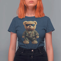Camo Hip Hop Teddy Bear T Shirt For Women Camouflage Gangsta Streetwear