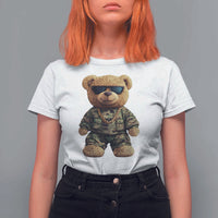 Camo Hip Hop Teddy Bear T Shirt For Women Camouflage Gangsta Streetwear