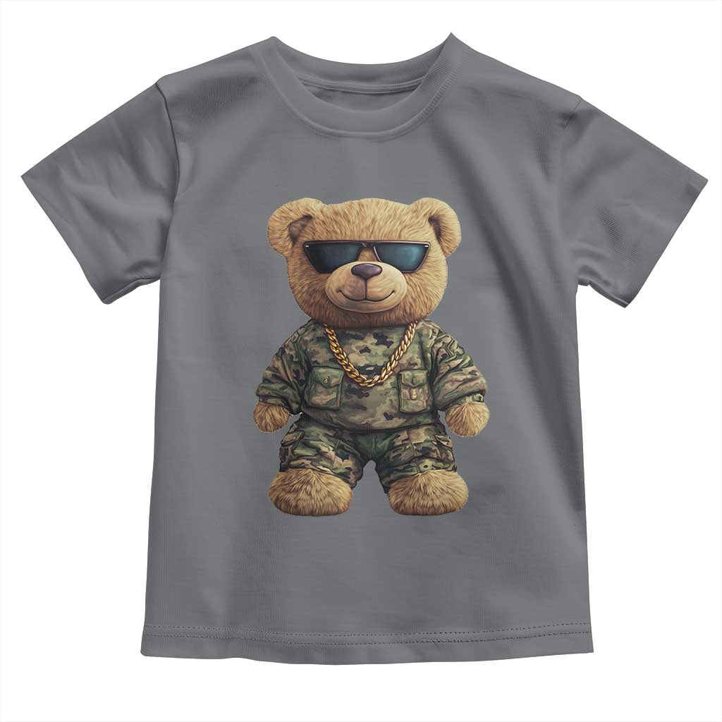 Camo Hip Hop Teddy Bear Toddler T Shirt Camouflage Gangsta Streetwear