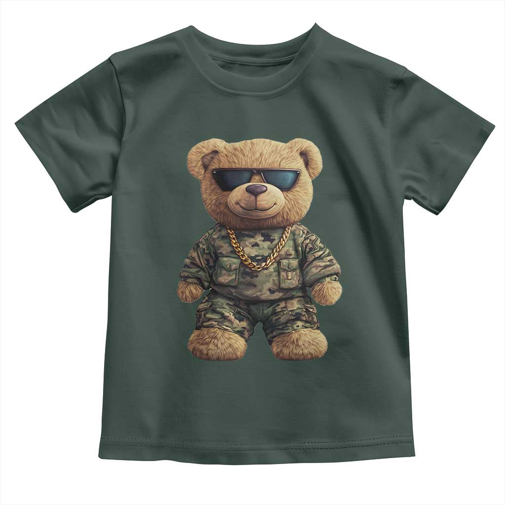Camo Hip Hop Teddy Bear Toddler T Shirt Camouflage Gangsta Streetwear