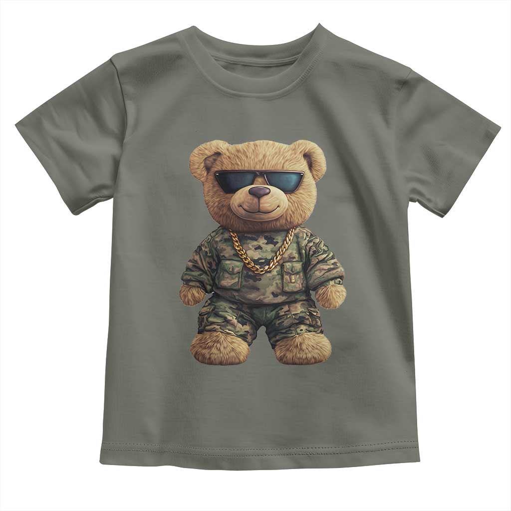 Camo Hip Hop Teddy Bear Toddler T Shirt Camouflage Gangsta Streetwear