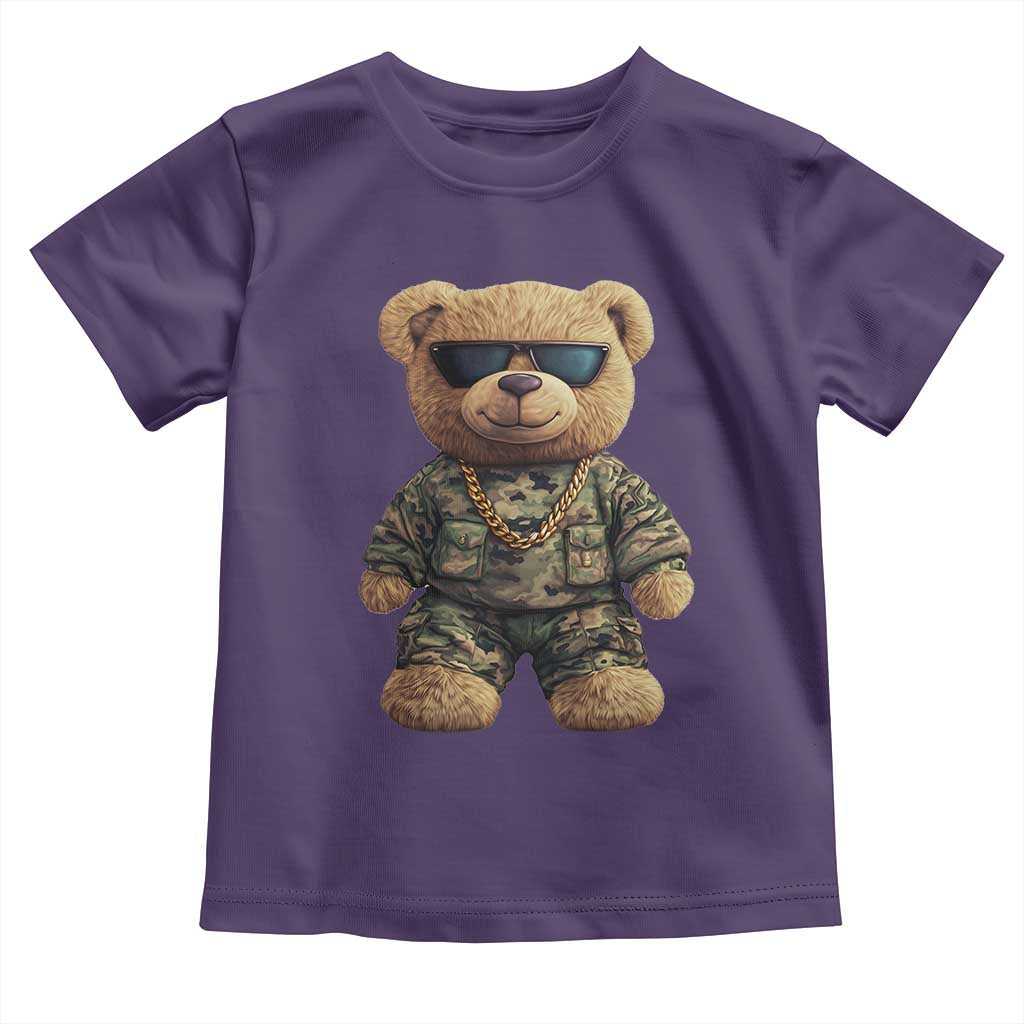 Camo Hip Hop Teddy Bear Toddler T Shirt Camouflage Gangsta Streetwear