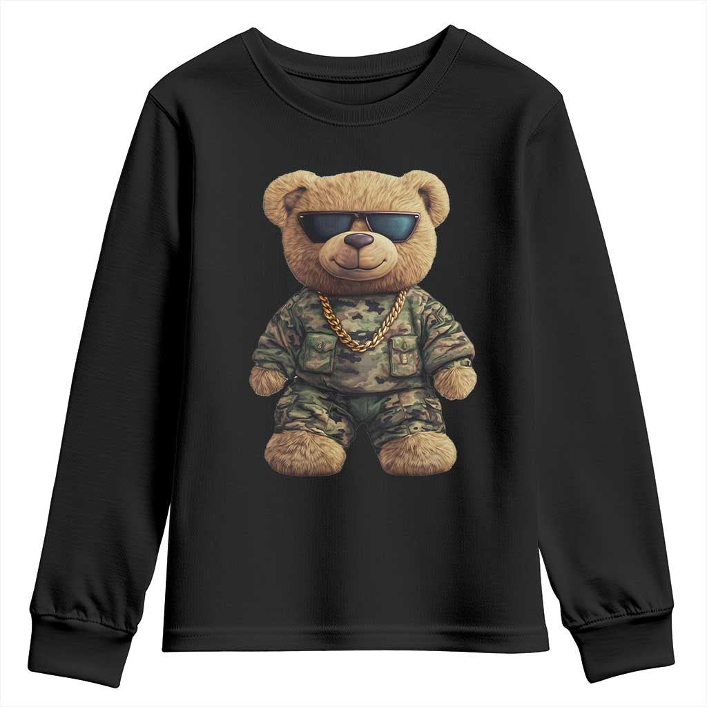 Camo Hip Hop Teddy Bear Youth Sweatshirt Camouflage Gangsta Streetwear