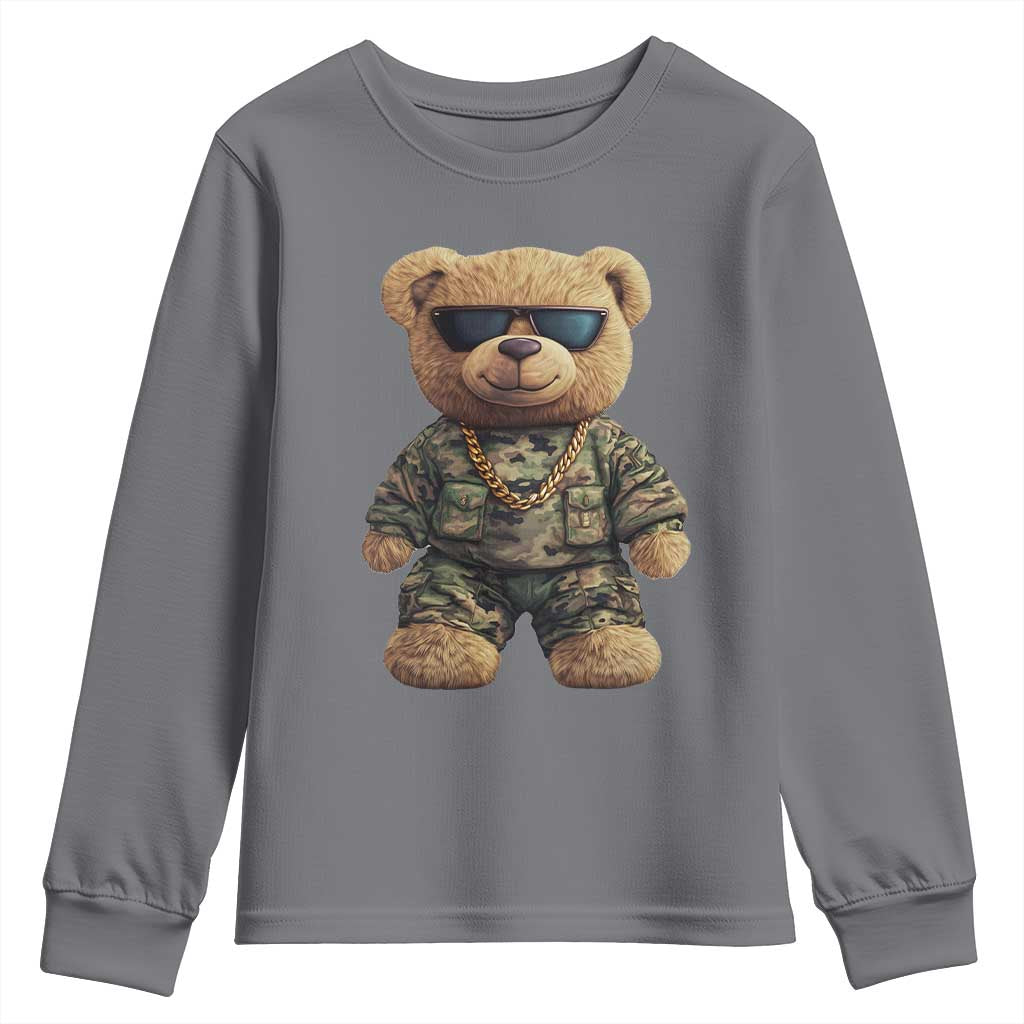 Camo Hip Hop Teddy Bear Youth Sweatshirt Camouflage Gangsta Streetwear