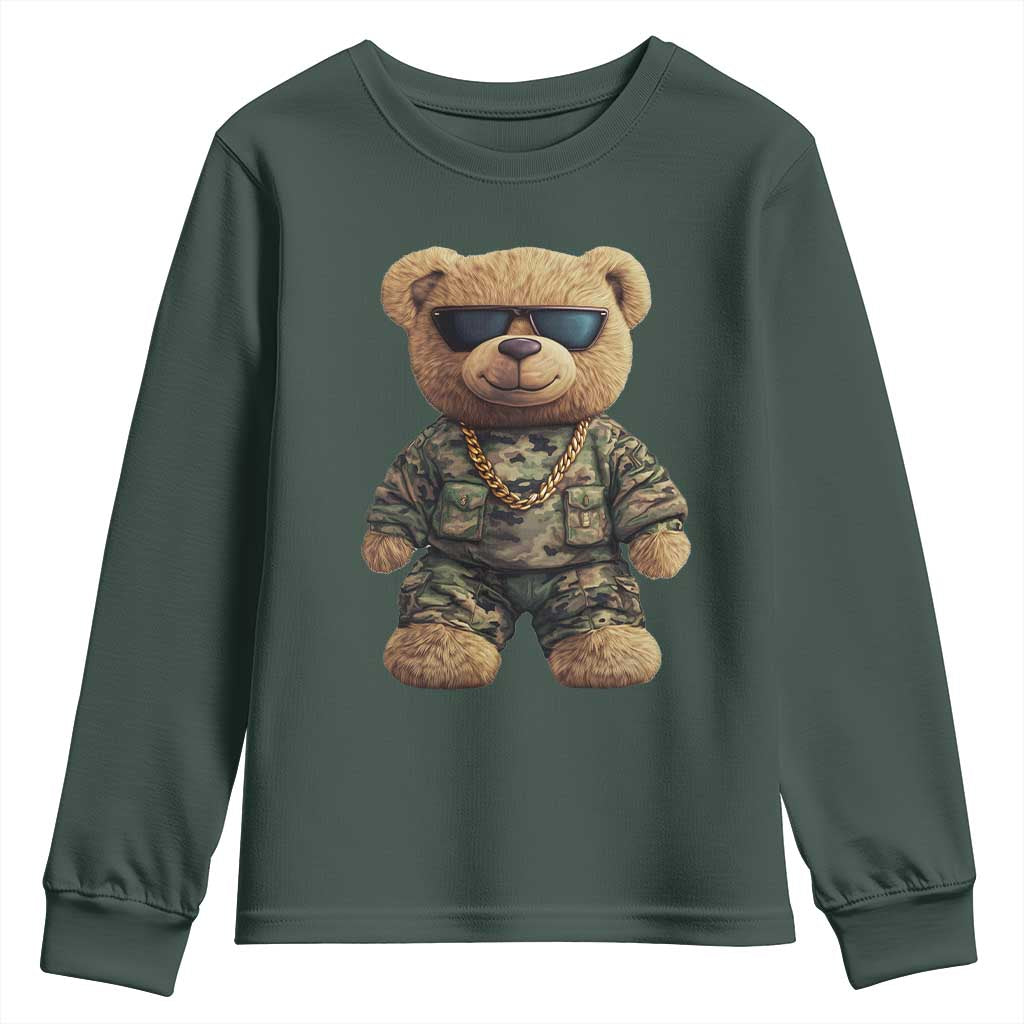 Camo Hip Hop Teddy Bear Youth Sweatshirt Camouflage Gangsta Streetwear