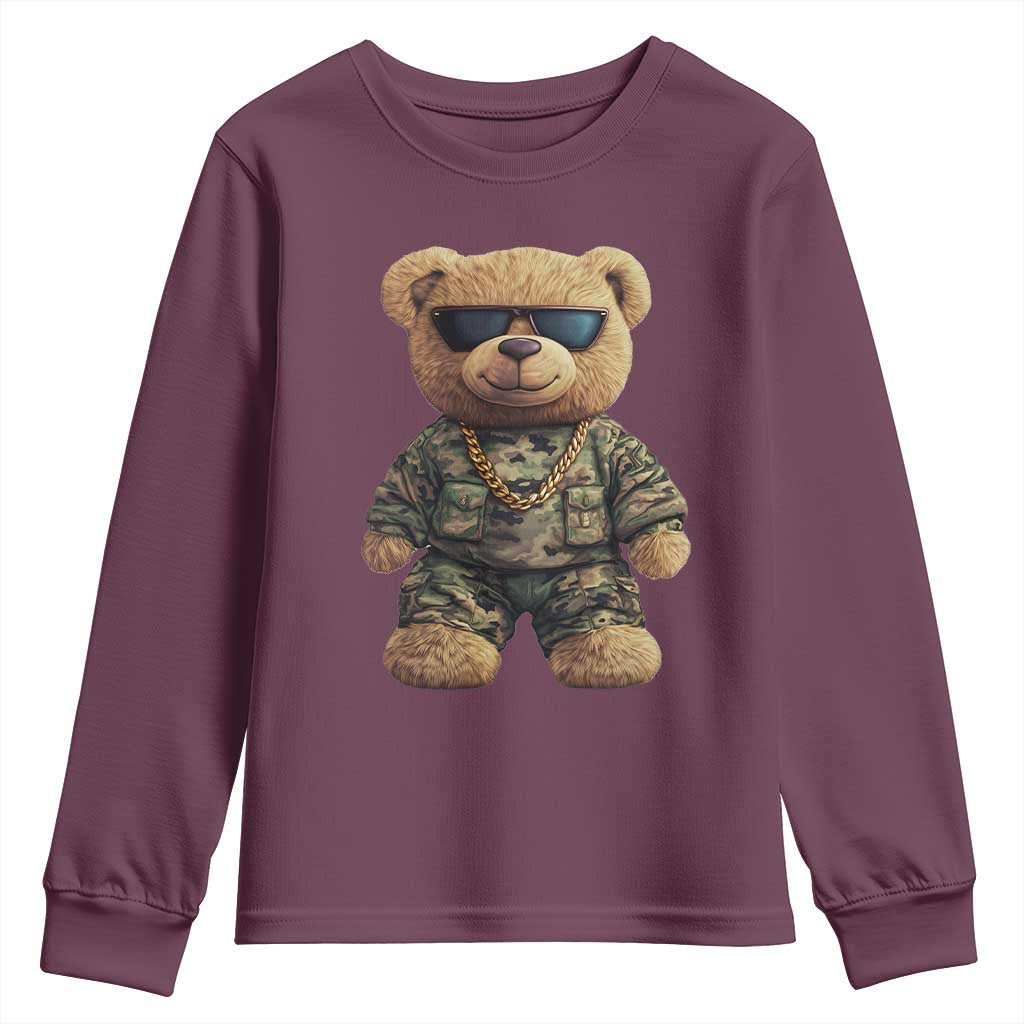 Camo Hip Hop Teddy Bear Youth Sweatshirt Camouflage Gangsta Streetwear