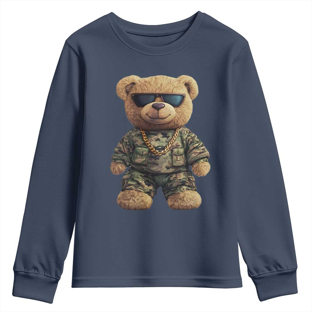 Camo Hip Hop Teddy Bear Youth Sweatshirt Camouflage Gangsta Streetwear
