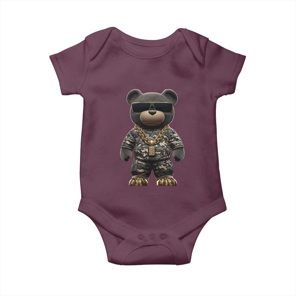 Hip Hop Teddy Bear Baby Onesie Camouflage Gangsta Streetwear
