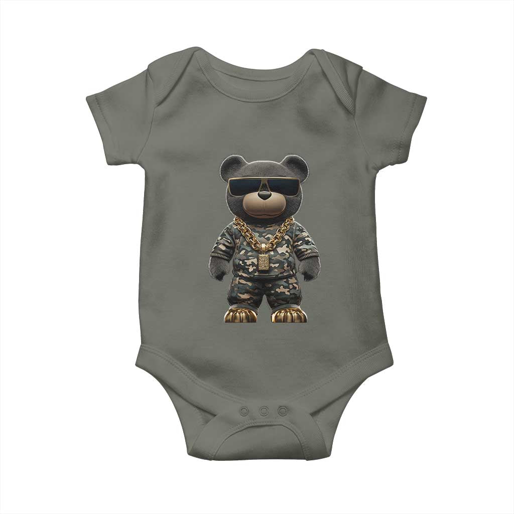 Hip Hop Teddy Bear Baby Onesie Camouflage Gangsta Streetwear